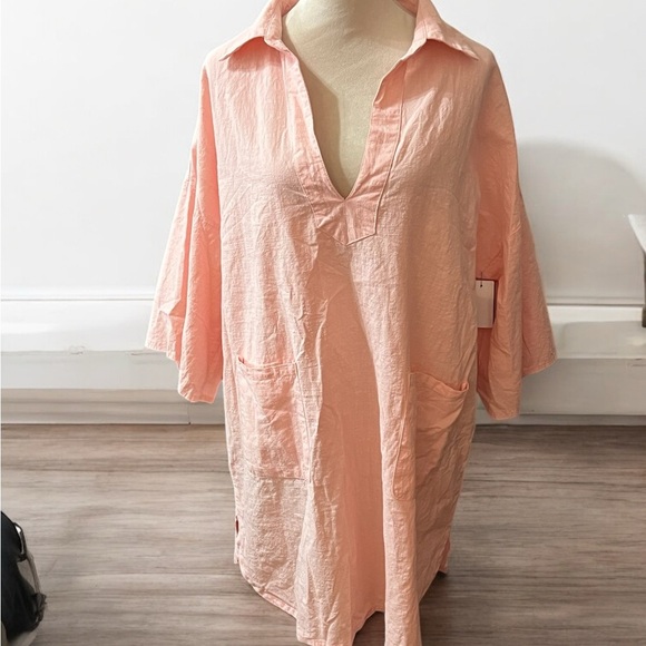 Orange Tunic with Collared Neckline and Flowy Silhouette - Picture 1 of 4